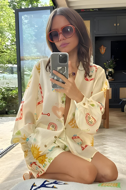 Caroline | Printed Shirt and Shorts Set