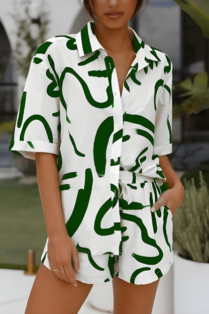 Whitney | Minimalist Abstract Print Shorts Set