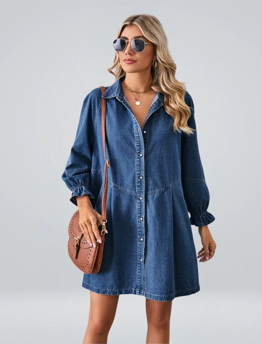 Vera™ | Denim jurk met knopen