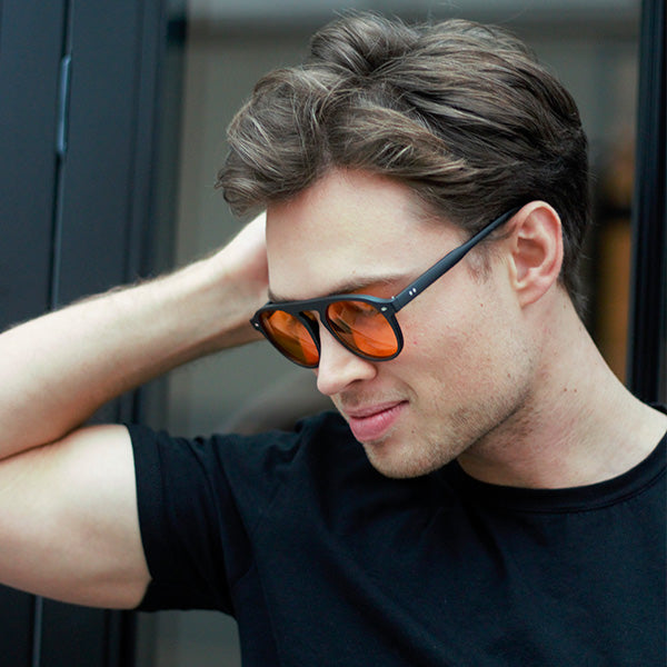 Milano Matt Black Orange Lens Solbrille - CLASSIC | MEN