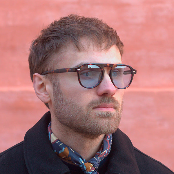 Milano Brown Turtle Blue Lens Solbrille - CLASSIC | MEN