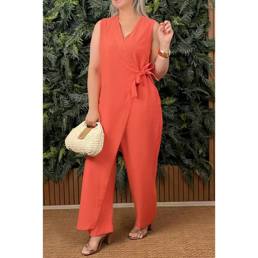 Lina – Effen V-hals jumpsuit