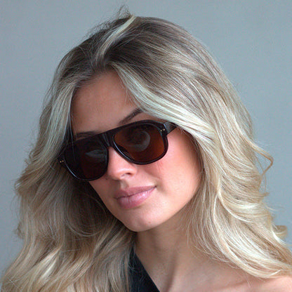 Roveredo Brown with Brown Turtle Temples Solbrille - CLASSIC
