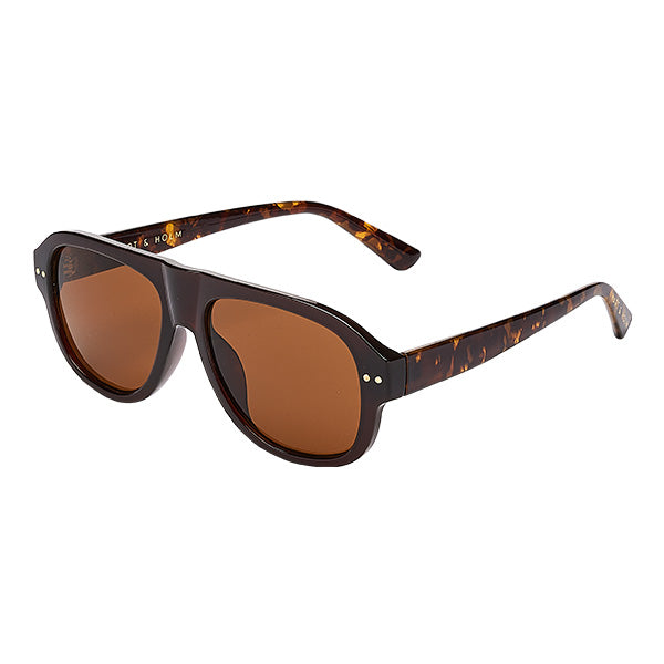 Roveredo Brown with Brown Turtle Temples Solbrille - CLASSIC