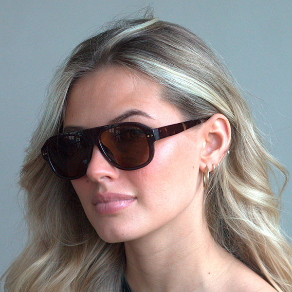 Roveredo Brown with Brown Turtle Temples Solbrille - CLASSIC