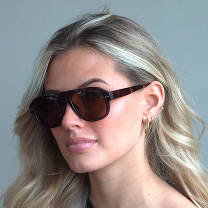 Roveredo Brown with Brown Turtle Temples Solbrille - CLASSIC