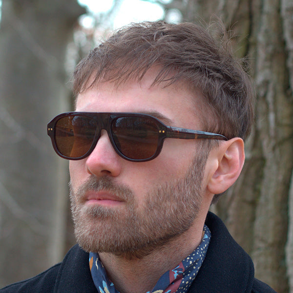 Roveredo Brown with Brown Turtle Temples Solbrille - CLASSIC