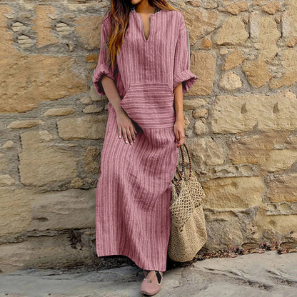 Ingeborg™ | Vintage gestreepte maxi jurk