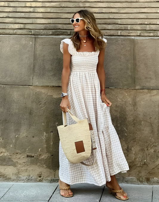 Caroline™ | Elegante geruite zomerjurk