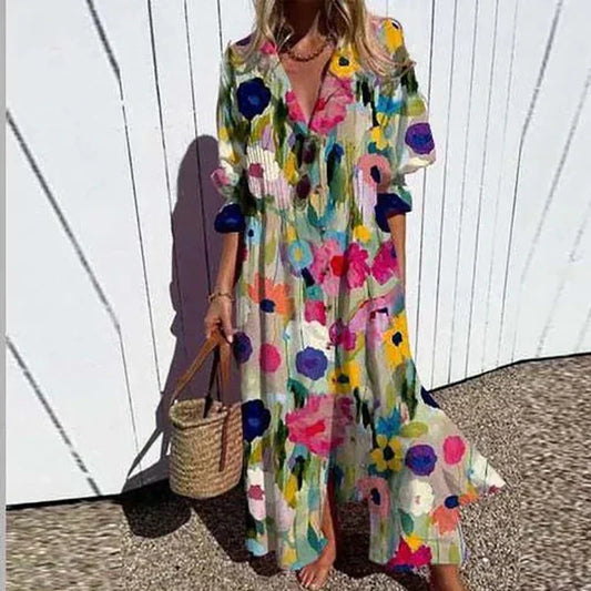 Cassidy - Boho Beauty Puff Sleeve Maxi Dress 