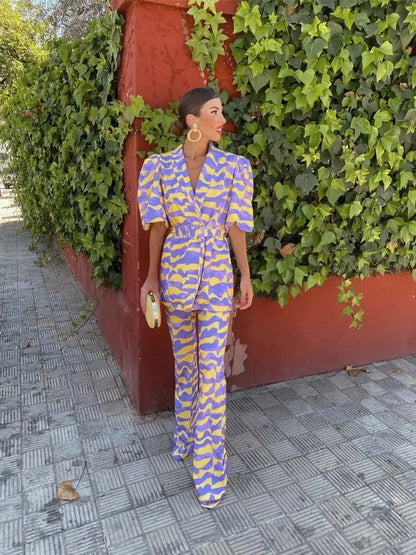 Ada | Abstract Puff Sleeve Jumpsuit
