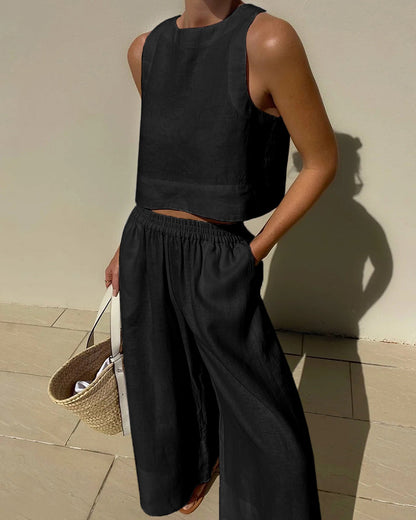 Linda | Cropped Top Pants Set