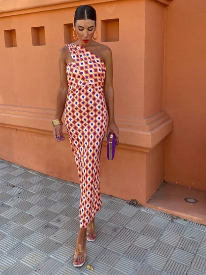 Alicia | Artistic One-Shoulder Midi Dress