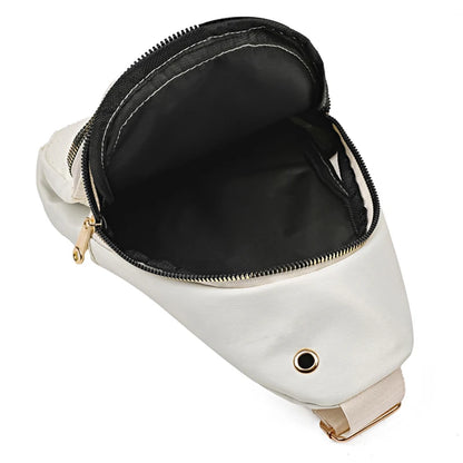 Neutral style backpack for men and women, with multiple color slanted fabric and nylon material. Suitable for travel.