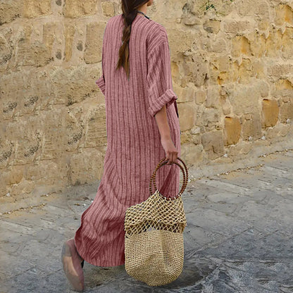 Ingeborg™ | Vintage gestreepte maxi jurk