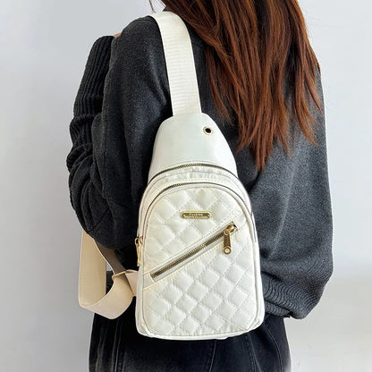 Neutral style backpack for men and women, with multiple color slanted fabric and nylon material. Suitable for travel.