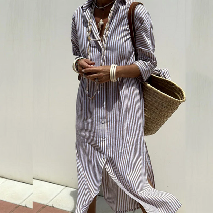 Ava | Seaside Stroll Stripe Shirt Dress