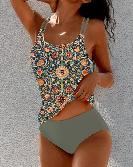 Diana | Vintage Floral Print Tankini Set