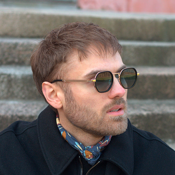 Torriana Black Black/Blue Lens Solbrille - PREMIUM