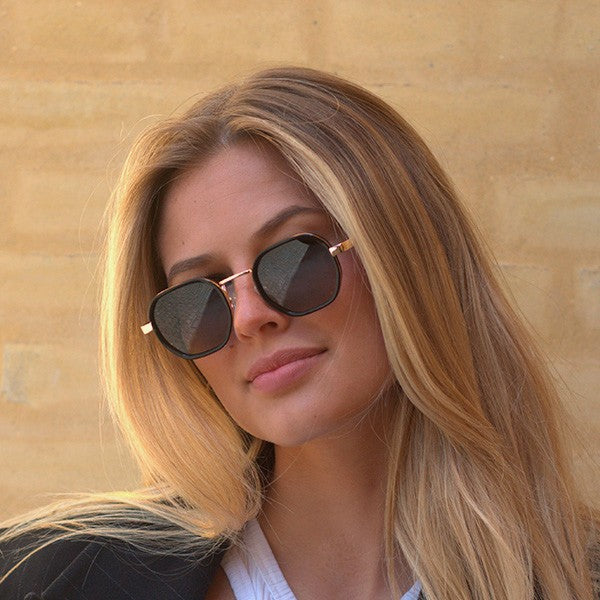 Torriana Black Black/Blue Lens Solbrille - PREMIUM