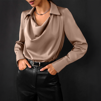 Victoria | Elegant Draped Collar Blouse