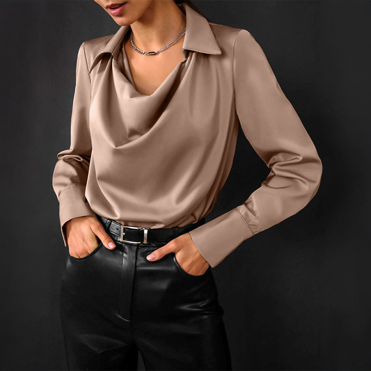 Victoria | Elegant Draped Collar Blouse