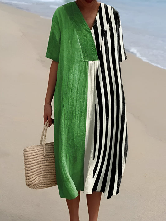 Donna | Chic Colorblock Midi Dress