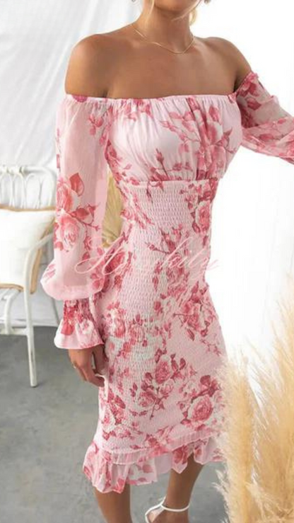 Samantha | Elegant Off-Shoulder Floral Dress