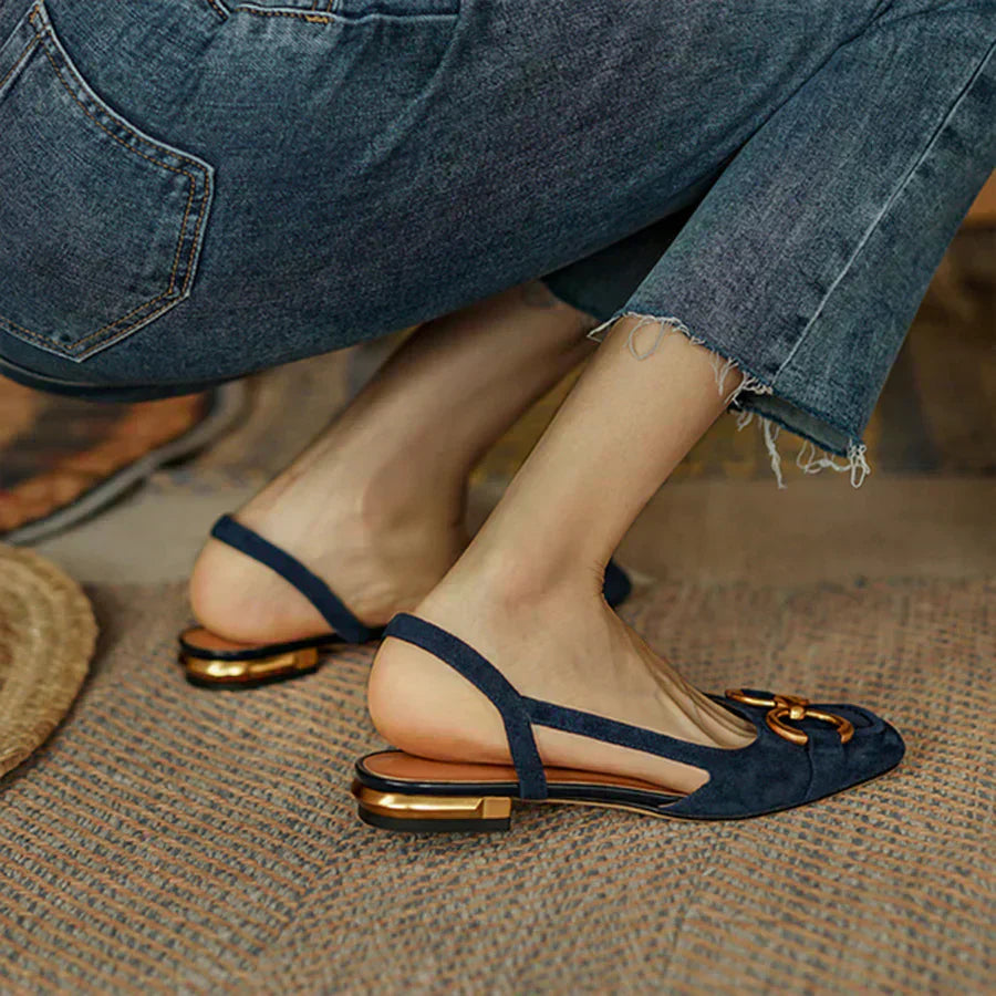 Bella | Stylish Chain Detail Slingback Flats