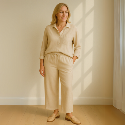 Yvonne | 2-delige set - Blouse & wijde broek