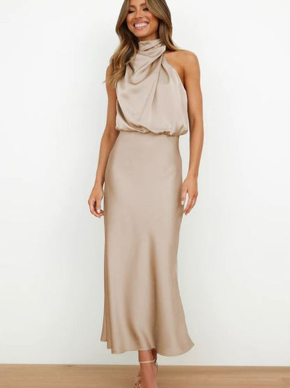 Ava | Elegant Halter Neck Maxi Dress