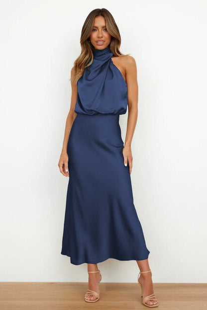 Ava | Elegant Halter Neck Maxi Dress