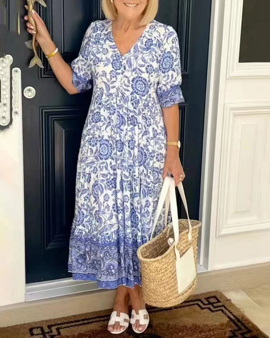 Ingrid™ | Bloemenjurk met V-hals