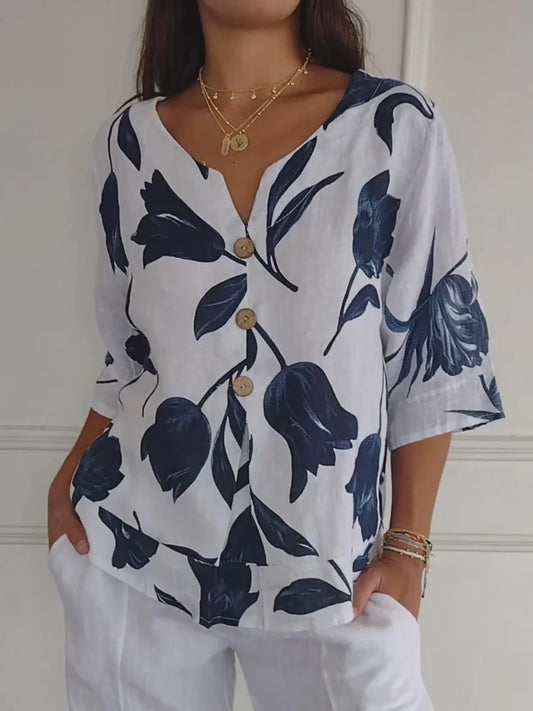 Dakota | Stylish Floral Button-Down Blouse