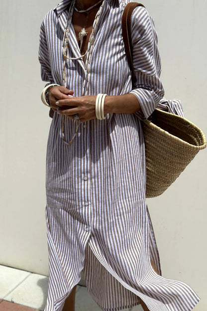 Sophia – Striped shirt jacket dress