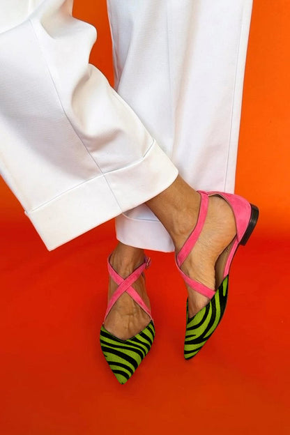 Shannon | Striped Cross-Strap Flats