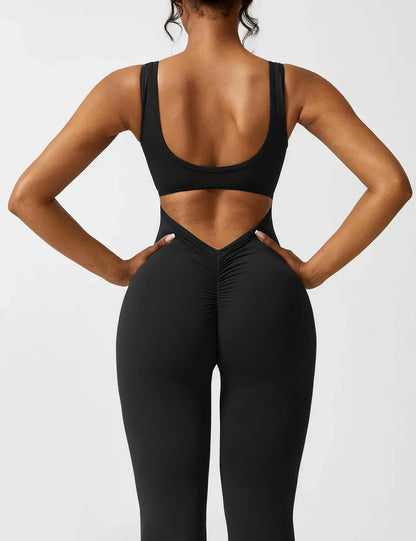 Elena - Flared V-Back Jumpsuit (1+1 GRATIS)