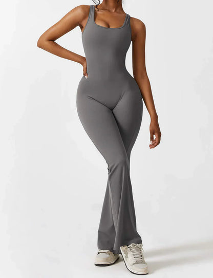 Elena - Flared V-Back Jumpsuit (1+1 GRATIS)