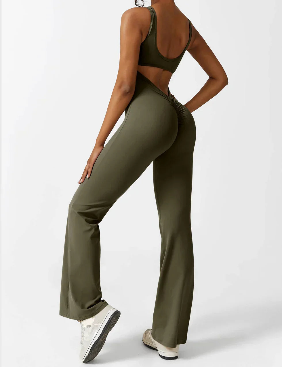 Elena - Flared V-Back Jumpsuit (1+1 GRATIS)