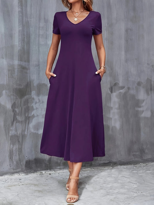 Brandy | Simple V-Neck Pocket Dress 