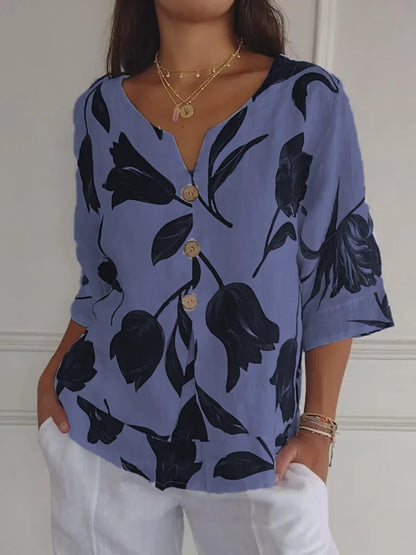 Dakota | Stylish Floral Button-Down Blouse