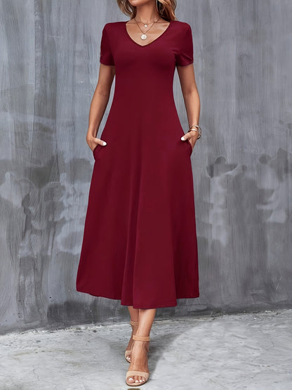 Brandy | Simple V-Neck Pocket Dress 
