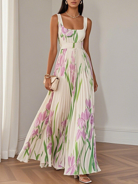 Sophie™ | Luxe geplooide bloemen maxi-jurk
