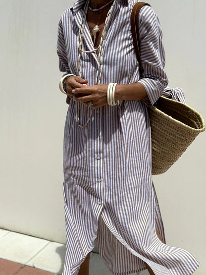 Brooke | Striped Button-Down Shirt Dress 