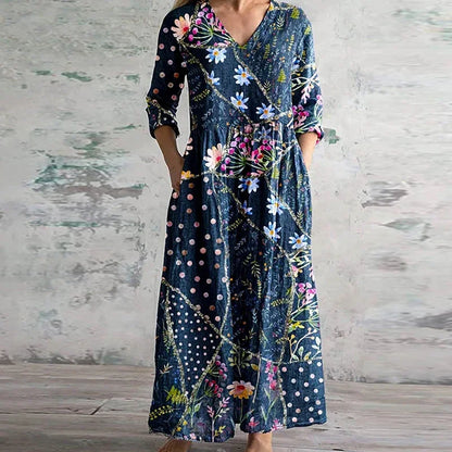 Martha | Comfortable Loose-Fit Patchwork Dress