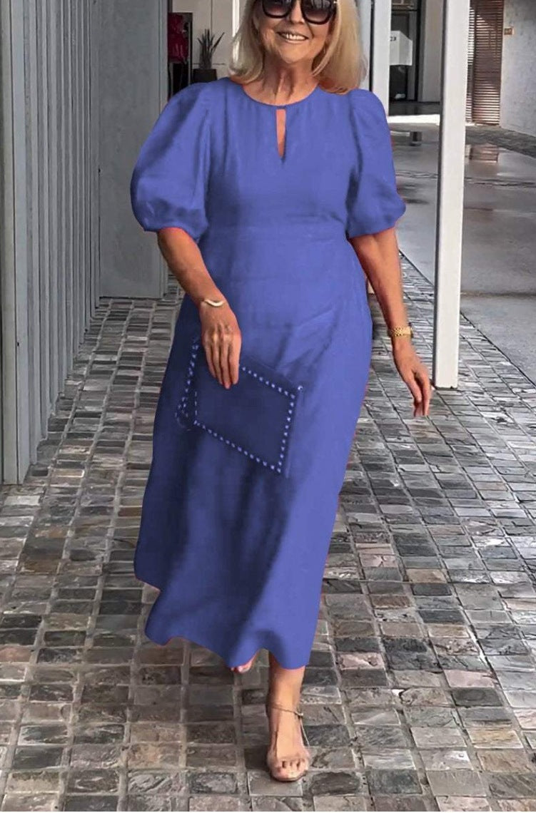 Whitney | Elegant Puff Sleeve Midi Dress