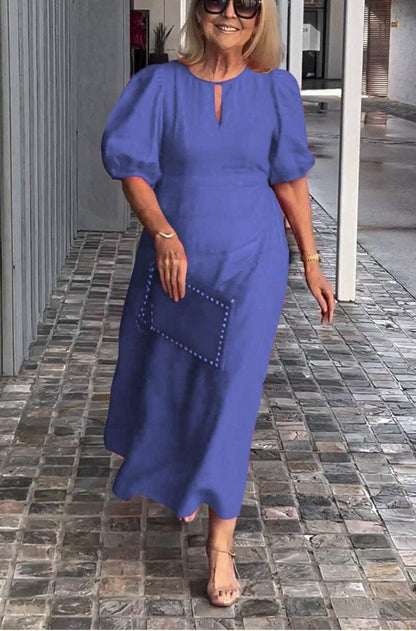 Whitney | Elegant Puff Sleeve Midi Dress