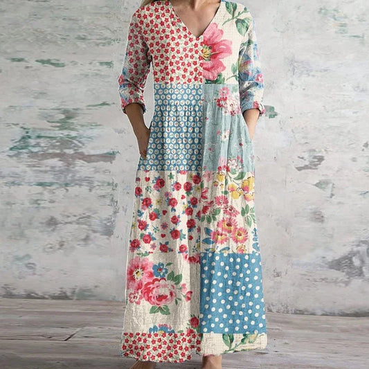 Martha | Comfortable Loose-Fit Patchwork Dress