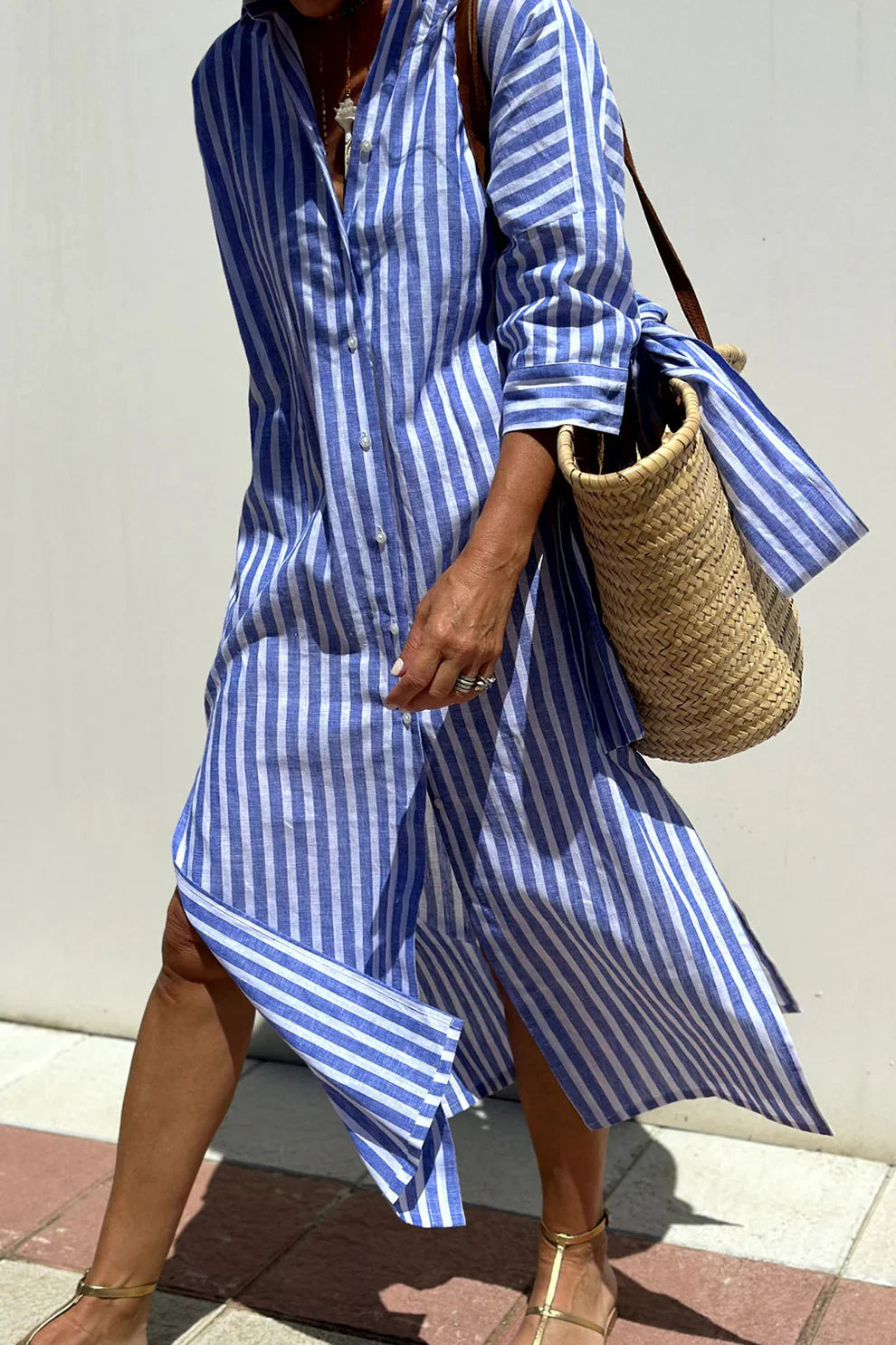 Sophia – Striped shirt jacket dress