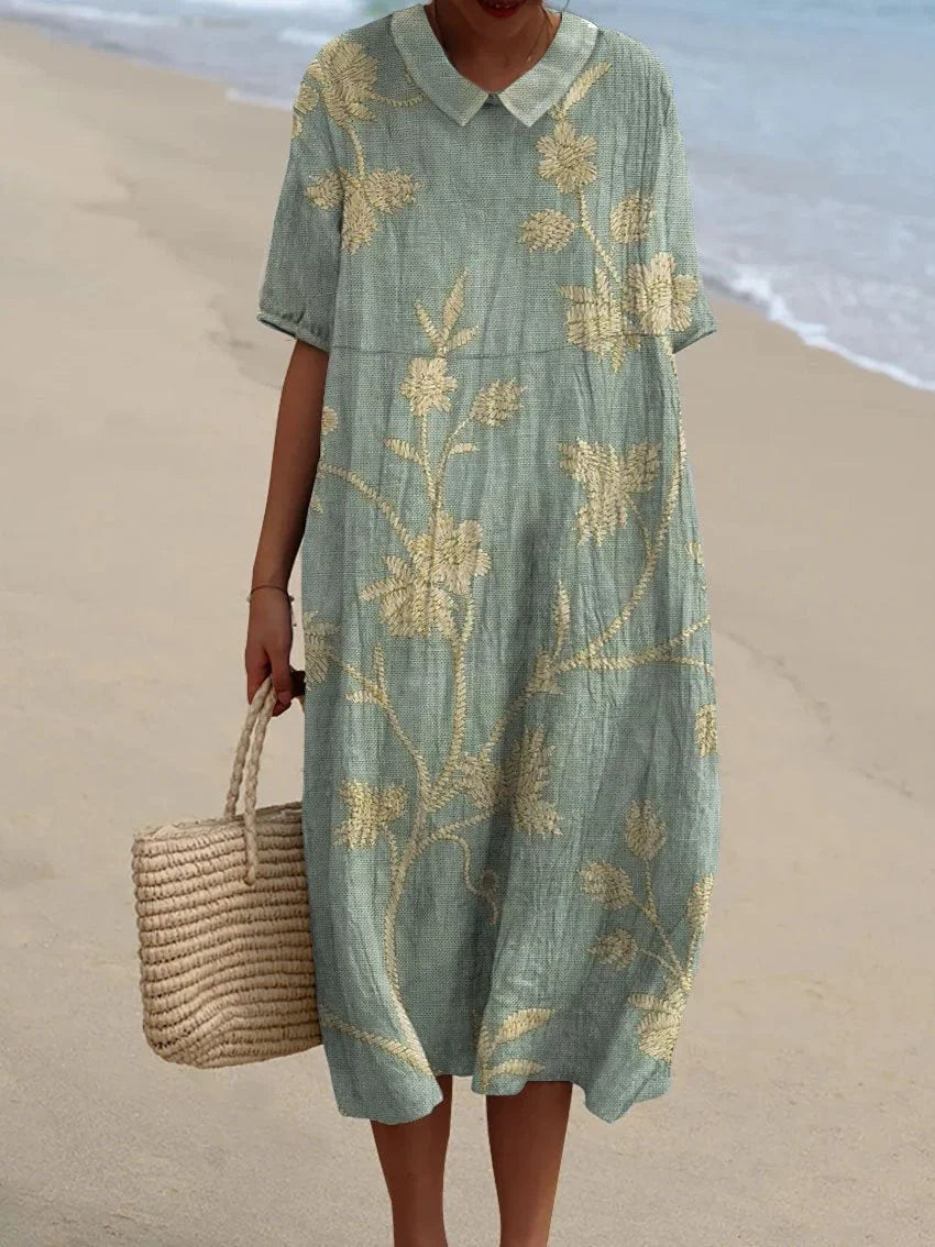 Elegant Floral Cotton Dress